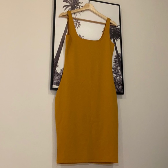 Cotton On Dresses & Skirts - Mustard yellow bodycon Cotton:On MIDI dress size Medium NWOT